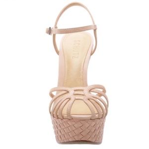 SCHUTZ BEATE PEEP TOE WEDGE SANDALS